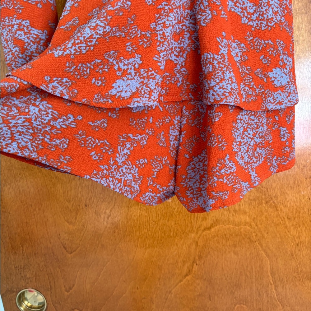 FA Floral Wrap Robe in Red and Gray - Picture 4 of 7